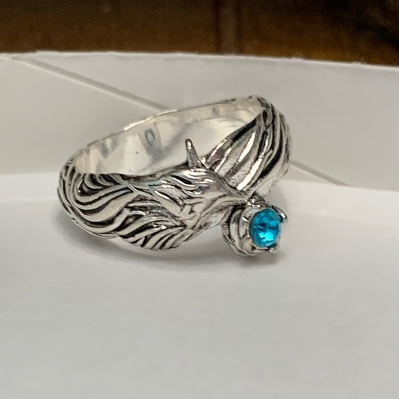 Silver Fox & Blue Crystal Ring NEW - Picture 7 of 7